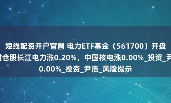 短线配资开户官网 电力ETF基金（561700）开盘涨0.10%，重仓股长江电力涨0.20%，中国核电涨0.00%_投资_尹浩_风险提示